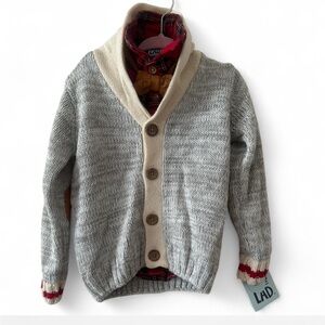 LHD Gray and Cream Men's Cardigan Sweater